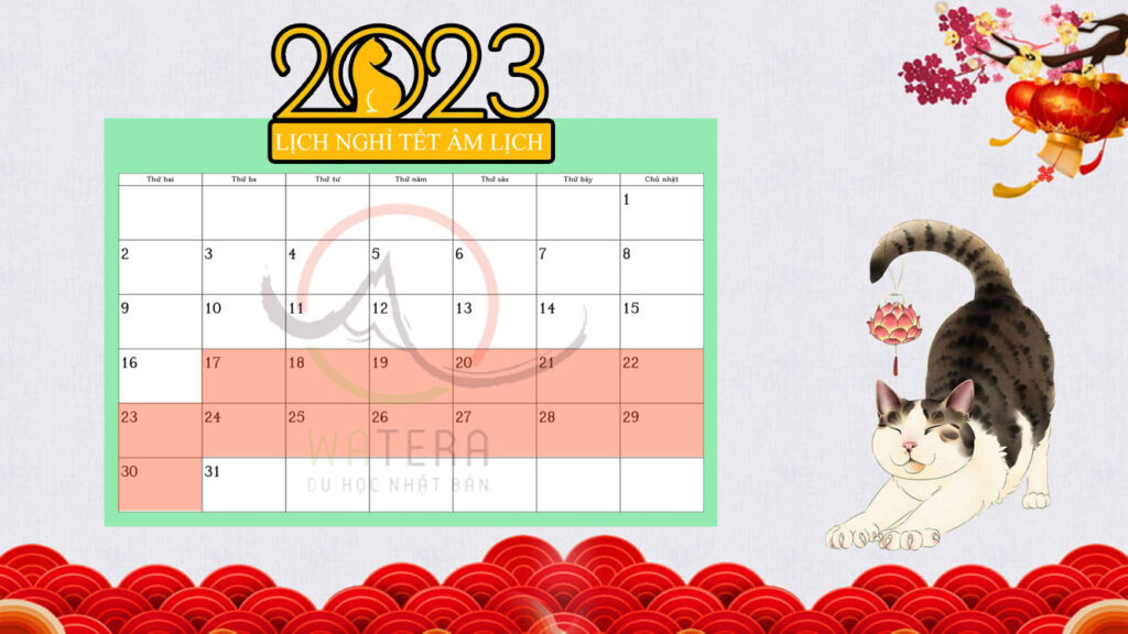 Lịch nghỉ tết âm lịch của công ty Watera – Du học Nhật Bản 2023