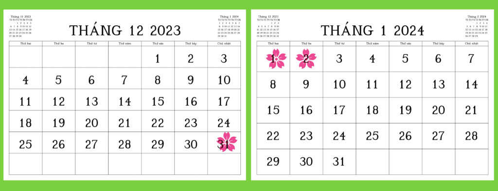 Lịch nghỉ tết dương lịch của công ty Watera – Du học Nhật Bản 2024